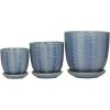 imageDeco 79 Modern Porcelain Set of 3 Planters 8quot 6quot 5quotH GreenBlue