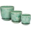imageDeco 79 Modern Porcelain Set of 3 Planters 8quot 6quot 5quotH GreenGreen