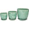 imageDeco 79 Modern Porcelain Set of 3 Planters 8quot 6quot 5quotH GreenGreen