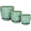 imageDeco 79 Modern Porcelain Set of 3 Planters 8quot 6quot 5quotH GreenGreen