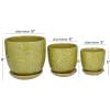 imageDeco 79 Porcelain Ceramic Indoor Outdoor Planter Small Planter Pot with Attached Saucer Set of 3 Planters 8 6 5H GreenGreen