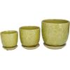 imageDeco 79 Porcelain Ceramic Indoor Outdoor Planter Small Planter Pot with Attached Saucer Set of 3 Planters 8 6 5H GreenGreen
