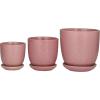 imageDeco 79 Porcelain Ceramic Indoor Outdoor Planter Small Planter Pot with Attached Saucer Set of 3 Planters 8 6 5H GreenPink
