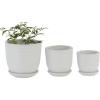imageDeco 79 Ceramic Indoor Outdoor Planter Small Planter Pot with Attached Saucer Set of 3 Planters 8quot 6quot 5quotH White