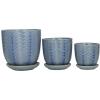 imageDeco 79 Modern Porcelain Set of 3 Planters 8quot 6quot 5quotH GreenBlue