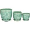 imageDeco 79 Modern Porcelain Set of 3 Planters 8quot 6quot 5quotH GreenGreen