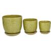 imageDeco 79 Porcelain Ceramic Indoor Outdoor Planter Small Planter Pot with Attached Saucer Set of 3 Planters 8 6 5H GreenGreen