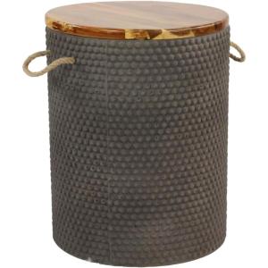 imageDeco 79 Cement Outdoor Accent Table with Wood Top 14quot x 14quot x 18quot BeigeGrey