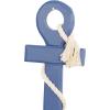 imageDeco 79 Wood Anchor Home Wall Decor Wall Sculpture with Twisted Rope Wall Art 15quot x 1quot x 27quot BlueBlue