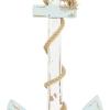 imageDeco 79 Wood Anchor Home Wall Decor Wall Sculpture with Twisted Rope Wall Art 15quot x 1quot x 27quot BlueWhite