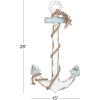 imageDeco 79 Wood Anchor Home Wall Decor Wall Sculpture with Twisted Rope Wall Art 15quot x 1quot x 27quot BlueWhite