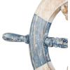 imageDeco 79 Wood Sail Boat Home Wall Decor Distressed Ship Wheel Wall Sculpture with White Accents Wall Art 24quot x 2quot x 24quot BlueBlue