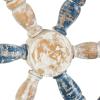 imageDeco 79 Wood Sail Boat Home Wall Decor Distressed Ship Wheel Wall Sculpture with White Accents Wall Art 24quot x 2quot x 24quot BlueBlue