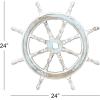 imageDeco 79 Wood Sail Boat Home Wall Decor Distressed Ship Wheel Wall Sculpture with White Accents Wall Art 24quot x 2quot x 24quot BlueBlue
