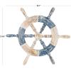 imageDeco 79 Wood Sail Boat Home Wall Decor Distressed Ship Wheel Wall Sculpture with White Accents Wall Art 24quot x 2quot x 24quot BlueBlue