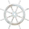 imageDeco 79 Wood Sail Boat Home Wall Decor Distressed Ship Wheel Wall Sculpture with White Accents Wall Art 24quot x 2quot x 24quot BlueBlue