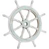 imageDeco 79 Wood Sail Boat Home Wall Decor Distressed Ship Wheel Wall Sculpture with White Accents Wall Art 24quot x 2quot x 24quot BlueBlue