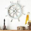 imageDeco 79 Wood Sail Boat Home Wall Decor Distressed Ship Wheel Wall Sculpture with White Accents Wall Art 24quot x 2quot x 24quot BlueBlue