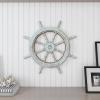 imageDeco 79 Wood Sail Boat Home Wall Decor Distressed Ship Wheel Wall Sculpture with White Accents Wall Art 24quot x 2quot x 24quot BlueBlue
