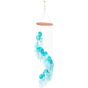 imageDeco 79 40388 Wood Capiz Wind Chime 31quot Teal