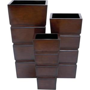 imageDeco 79 Metal Indoor Outdoor Planter Light Weight Large Planter Pot with Tapered Base and Fluted Design Set of 3 Planters 31quot 25quot 20quotH BrownBrown