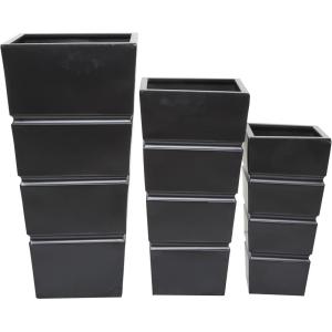 imageDeco 79 Metal Indoor Outdoor Planter Light Weight Large Planter Pot with Tapered Base and Fluted Design Set of 3 Planters 31quot 25quot 20quotH BrownBlack