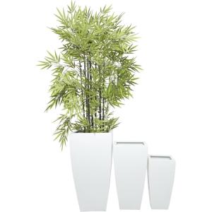 imageDeco 79 Metal Indoor Outdoor Planter Light Weight Large Planter Pot with Tapered Base and Fluted Design Set of 3 Planters 31quot 25quot 20quotH BrownWhite