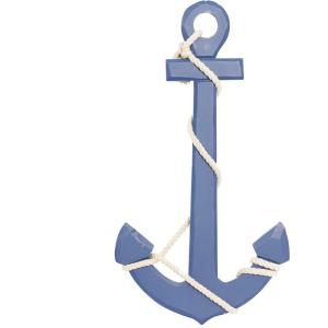 imageDeco 79 Wood Anchor Home Wall Decor Wall Sculpture with Twisted Rope Wall Art 15quot x 1quot x 27quot BlueBlue
