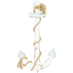 imageDeco 79 Wood Anchor Home Wall Decor Wall Sculpture with Twisted Rope Wall Art 15quot x 1quot x 27quot BlueWhite