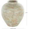 imageDeco 79 Ceramic Decorative Vase Antique Style Textured Centerpiece Vase with Green and Copper Accents Flower Vase for Home Decoration 10quot x 10quot x 14quot BrownBrown