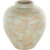 imageDeco 79 Ceramic Decorative Vase Antique Style Textured Centerpiece Vase with Green and Copper Accents Flower Vase for Home Decoration 10quot x 10quot x 14quot BrownBrown
