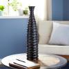 imageDeco 79 Ceramic Decorative Vase Centerpiece Vase with Ripple Texture Flower Vase for Home Decoration 6quot x 6quot x 24quot Black