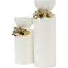 imageDeco 79 Ceramic Decorative Vase Centerpiece Vases with Abstract Spotted Pattern and Gold Leaf Accents Set of 2 Flower Vases for Home Decoration 16quot 12quot H White2 PIECES SMALL SIZE