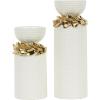 imageDeco 79 Ceramic Decorative Vase Centerpiece Vases with Abstract Spotted Pattern and Gold Leaf Accents Set of 2 Flower Vases for Home Decoration 16quot 12quot H White2 PIECES SMALL SIZE