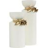 imageDeco 79 Ceramic Decorative Vase Centerpiece Vases with Abstract Spotted Pattern and Gold Leaf Accents Set of 2 Flower Vases for Home Decoration 16quot 12quot H White2 PIECES SMALL SIZE