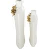 imageDeco 79 Ceramic Decorative Vase Centerpiece Vases with Abstract Spotted Pattern and Gold Leaf Accents Set of 2 Flower Vases for Home Decoration 16quot 12quot H White2 PIECES CONVENIENTLY SIZED