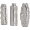 imageDeco 79 Ceramic Decorative Vase Dimensional Ribbed Centerpiece Vases with Varying Shapes Set of 3 Flower Vases for Home Decoration 4quot W 11quot H SilverSilver