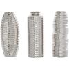 imageDeco 79 Ceramic Decorative Vase Dimensional Ribbed Centerpiece Vases with Varying Shapes Set of 3 Flower Vases for Home Decoration 4quot W 11quot H SilverSilver