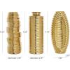 imageDeco 79 Ceramic Decorative Vase Dimensional Ribbed Centerpiece Vases with Varying Shapes Set of 3 Flower Vases for Home Decoration 4quot W 11quot H SilverGold