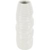 imageDeco 79 Ceramic Decorative Vase Dimensional Ribbed Centerpiece Vases with Varying Shapes Set of 3 Flower Vases for Home Decoration 4quot W 11quot H SilverWhite