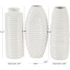 imageDeco 79 Ceramic Decorative Vase Dimensional Ribbed Centerpiece Vases with Varying Shapes Set of 3 Flower Vases for Home Decoration 4quot W 11quot H SilverWhite