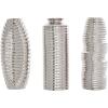 imageDeco 79 Ceramic Decorative Vase Dimensional Ribbed Centerpiece Vases with Varying Shapes Set of 3 Flower Vases for Home Decoration 4quot W 11quot H SilverSilver