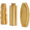 imageDeco 79 Ceramic Decorative Vase Dimensional Ribbed Centerpiece Vases with Varying Shapes Set of 3 Flower Vases for Home Decoration 4quot W 11quot H SilverGold