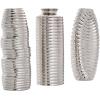 imageDeco 79 Ceramic Decorative Vase Dimensional Ribbed Centerpiece Vases with Varying Shapes Set of 3 Flower Vases for Home Decoration 4quot W 11quot H SilverSilver