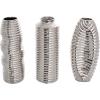 imageDeco 79 Ceramic Decorative Vase Dimensional Ribbed Centerpiece Vases with Varying Shapes Set of 3 Flower Vases for Home Decoration 4quot W 11quot H SilverSilver