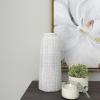 imageDeco 79 Ceramic Decorative Vase Textured Crosshatch Centerpiece Vase Flower Vase for Home Decoration 8quot x 8quot x 17quot White
