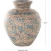 imageDeco 79 Ceramic Scroll Decorative Vase Antique Style Wide Rounded Centerpiece Vase with Blue and Copper Accents Flower Vase for Home Decoration 14quot x 13quot x 10quot BeigeBeige
