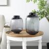 imageDeco 79 Glass Decorative Vase Textured Ombre Centerpiece Vases Set of 2 Flower Vases for Home Decoration 13quot 11quot H Black2 PIECES SMALL SIZE