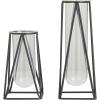 imageDeco 79 Glass Decorative Vase Tube Centerpiece Vases with Metal Stand Set of 2 Flower Vases for Home Decoration 13quot 9quotH BlackBlack