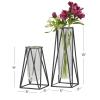 imageDeco 79 Glass Decorative Vase Tube Centerpiece Vases with Metal Stand Set of 2 Flower Vases for Home Decoration 13quot 9quotH BlackBlack